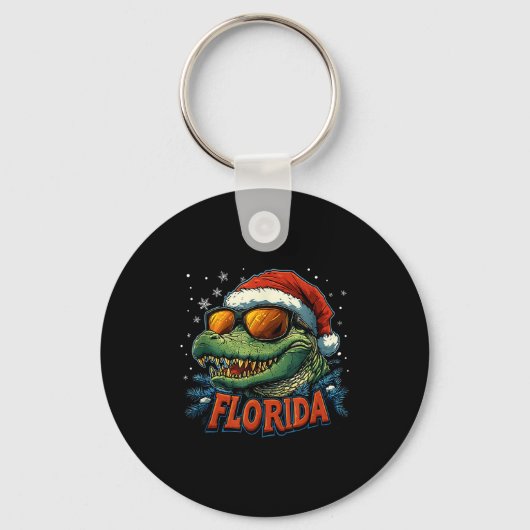 Alligator Santa Funny Florida Holiday Christmas Xm Sleutelhanger (Voorkant)