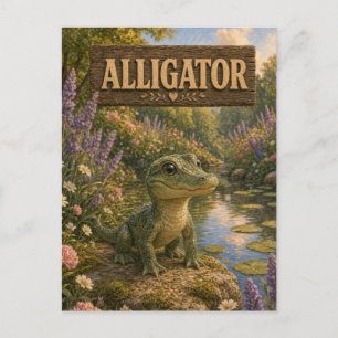 Alligator Schattig Baby Verhaalboek Nursery Dier Briefkaart