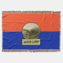 Alligator Sinaasappel en Blue Throw Blanket Deken