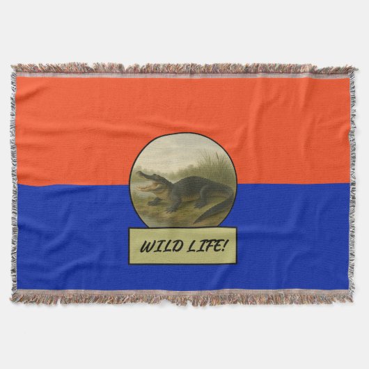 Alligator Sinaasappel en Blue Throw Blanket Deken (Voorkant)