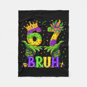 Alligator Six Seven Bruh 6 7 Meme Mardi Gras Carna Fleece Deken