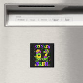 Alligator Six Seven Bruh 6 7 Meme Mardi Gras Carna Magneet (Insitu (Vaatwasser))
