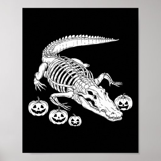 Alligator Skeleton Verjaardag Halloween Mannen vro Poster (Voorkant)