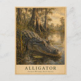 Alligator Southern Wetlands VINTAGE Briefkaart