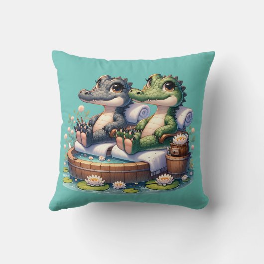 "Alligator Spa Day" Kussen (Achterkant)