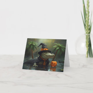 Alligator Spells & Pumpkin Smile – Halloween Card Bedankkaart