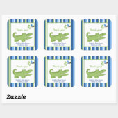 Alligator Square Favor Stickers - Blauw/groen (Vel)