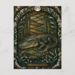 Alligator Stil Moeras Illumina Gebrandschilderd Gl Briefkaart
