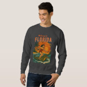 Alligator Surfing Coastal Life Graphic Retro Surf Trui (Voorkant volledig)