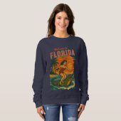 Alligator Surfing Coastal Life Graphic Retro Surf Trui (Voorkant volledig)
