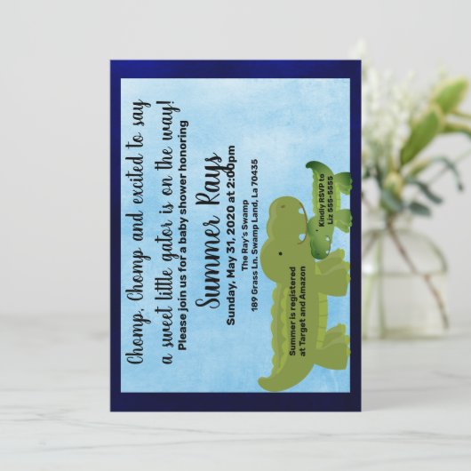 Alligator Swamp Baby shower uitnodiging (Staand voorkant)