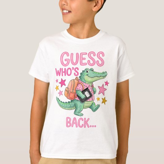 Alligator T-shirt voor terug naar school. (Voorkant)