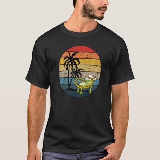 Alligator Tanning Retro Sunset Sunbading T-shirt (Voorkant)