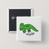 Alligator Tshirts en Gifts Vierkante Button 5,1 Cm (Voorkant /achterkant)