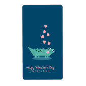 Alligator Valentijnsdag Verticaal Etiket (Voorkant)