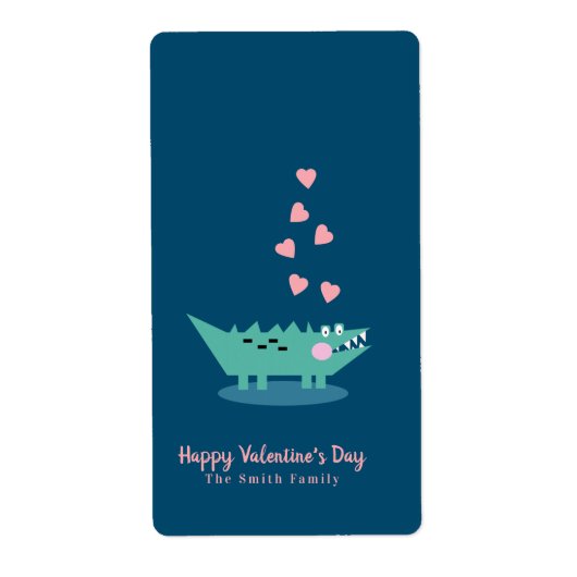 Alligator Valentijnsdag Verticaal Etiket (Voorkant)