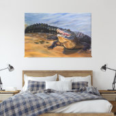 Alligator. Van aangezicht tot aangezicht Canvas Afdruk (Insitu (Slaapkamer))