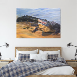 Alligator. Van aangezicht tot aangezicht Canvas Afdruk
