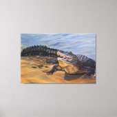 Alligator. Van aangezicht tot aangezicht Canvas Afdruk (Voorkant)
