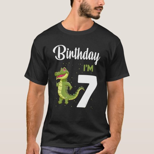 Alligator Verjaardag 7 jaar oud konijn Kinder meis T-shirt (Voorkant)