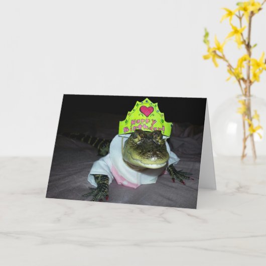 Alligator Verjaardag Kaart (Gele Bloem)