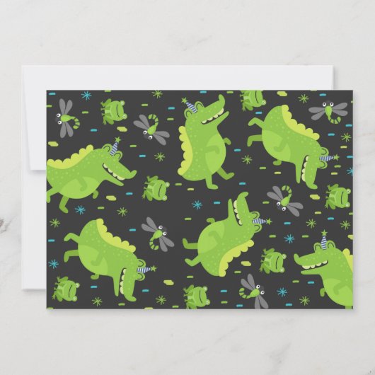 Alligator Verjaardag Uitnodiging Krokodillenfeest (Achterkant)