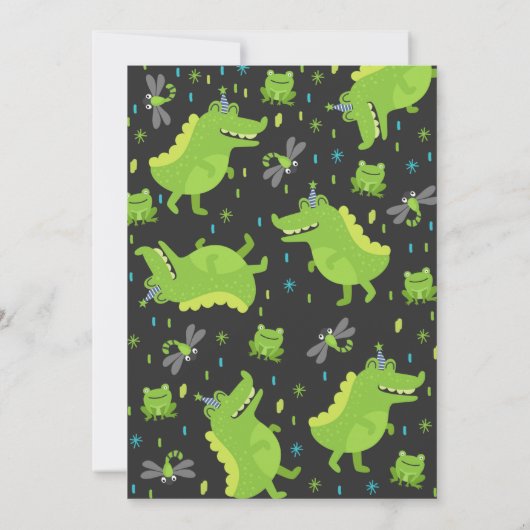 Alligator Verjaardag Uitnodiging Krokodillenfeest (Achterkant)