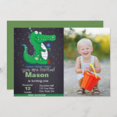 Alligator Verjaardag Uitnodiging met foto (Voorkant / Achterkant)