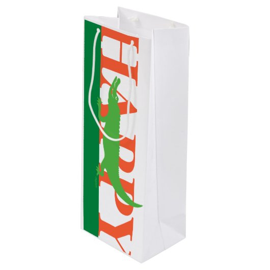 Alligator Verjaardag Wijnzak Wijn Cadeautas (Voorkant Gekanteld)