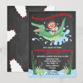 Alligator Verjaardags zwemfeest Uitnodigingen (Voorkant / Achterkant)