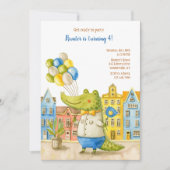 Alligator verjaardagsfeestje kaart (Voorkant)