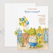 Alligator verjaardagsfeestje kaart (Voorkant / Achterkant)