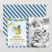 Alligator verjaardagsuitnodiging Alligator feest J Kaart (Voorkant / Achterkant)