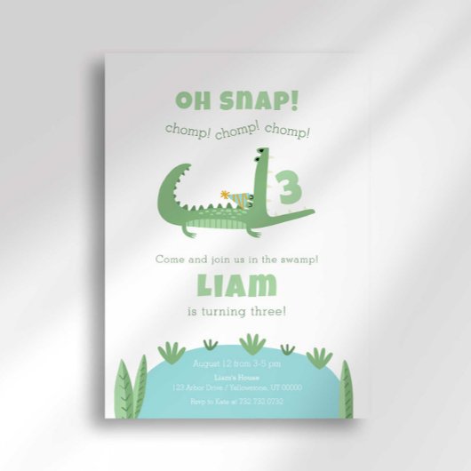 Alligator verjaardagsuitnodiging kaart