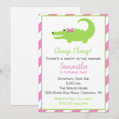 Alligator verjaardagsuitnodiging voor meisjes feestdagenkaart (Voorkant / Achterkant)