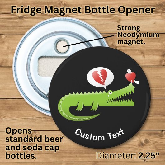Alligator Verliefd Flesopener Button Flesopener