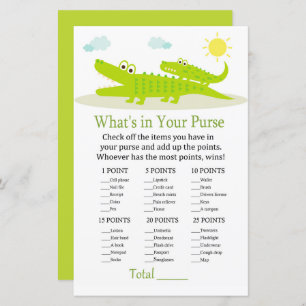 Alligator Wat zit er in je baby shower met handtas