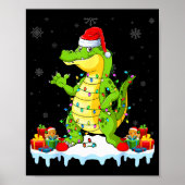 Alligator Wearing Xmas Lights Santa Hat Alligator  Poster (Voorkant)