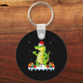 Alligator Wearing Xmas Lights Santa Hat Alligator  Sleutelhanger (Voorkant)