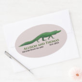 Alligator Wedding Sticker. Florida South Carolina. Ovale Sticker (Envelop)