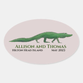Alligator Wedding Sticker. Florida South Carolina. Ovale Sticker