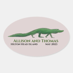 Alligator Wedding Sticker. Florida South Carolina. Ovale Sticker