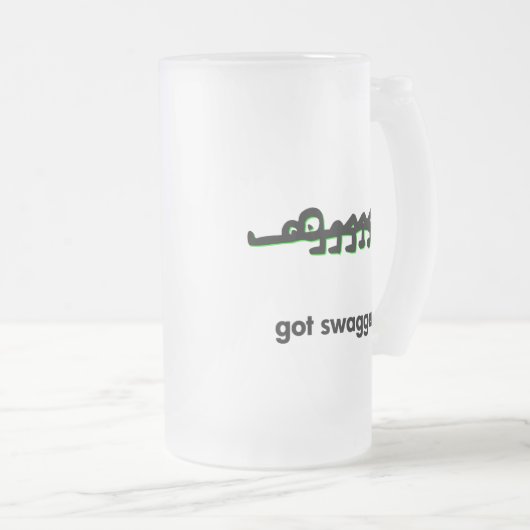 Alligator werd opgewonden matglas bierpul (Voorkant rechts)