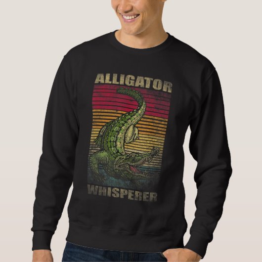 Alligator Whisperer Retro Verdrukte Stijl Trui (Voorkant)