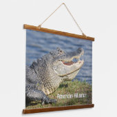 Alligator Wildlife Natuur Closeup Fotografisch Hangend Wandkleed (Gebogen)