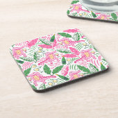 Alligator Wine Pink Green Preppy Bier Onderzetter (Linkerzijde)