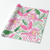 Alligator Wine Pink Green Preppy Cadeaupapier (Uitgerold)