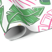 Alligator Wine Pink Green Preppy Cadeaupapier (Rol Hoek)