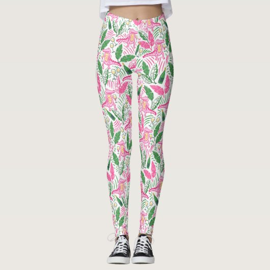 Alligator Wine Pink Green Preppy Leggings (Voorkant)