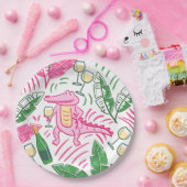Alligator Wine Pink Green Preppy Papieren Bordje (Feest)